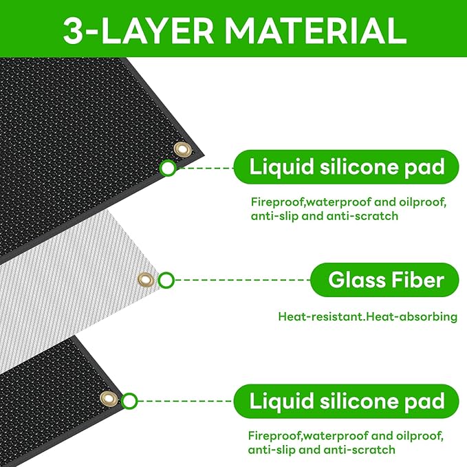 Large 48 x 40 inches Under Grill Mats for Outdoor Grill, Double-Sided Fireproof Grill Pad Mat, Fireproof, Waterproof and Oil Proof Quality BBQ Mat for Deck Patio Lawn
