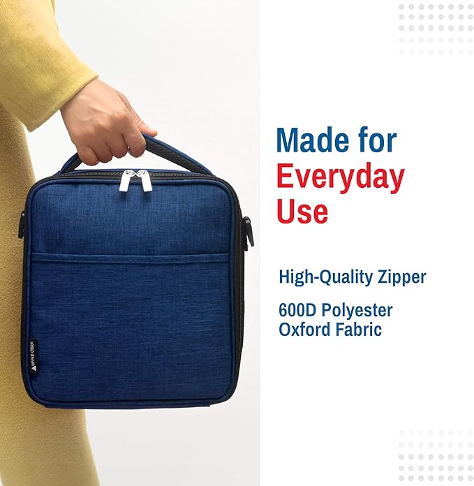Reusable Insulated Lunch Box for Men and Women (Black) Durable Leakproof Cooler Tote Bag Freezable Lunch Bag for Adults. Top Women and Mens Lunch Box for Office Work, Picnic.