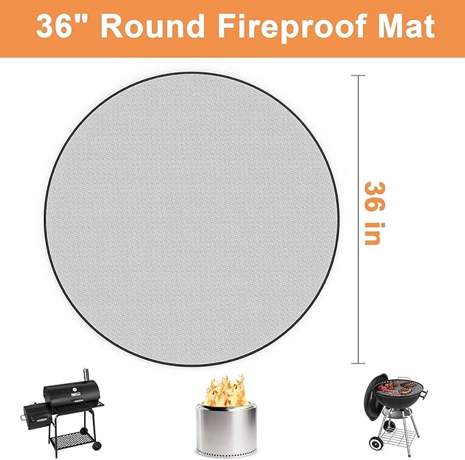 36" Fire Pit Mat for Solo Stove Bonfire, Round 4-Layer Fireproof Mat, Under Grill Mats for Outdoor Grill, Waterproof BBQ Mat for Deck Patio Grass Protector, Heat Resistant Reusable Camping Stove Mats