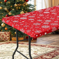 homing Rectangle Table Cloth Cover, Waterproof Polyester Elastic Fitted Tablecloth, Fits for 6 Foot Folding Tables, Washable Table Protector for Christmas, Holiday, Party (Snowflakes, 30" x 72")