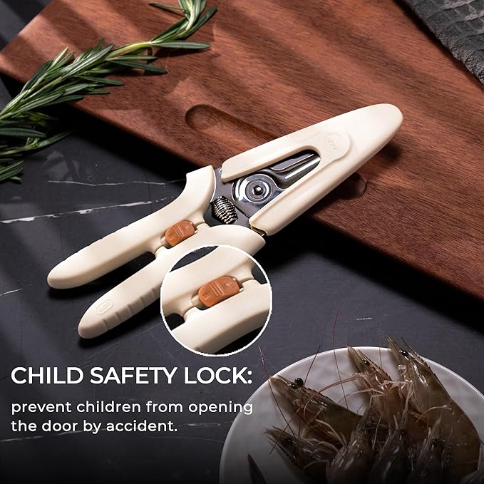 OOU White Bear Kitchen Scissors, All Purpose Heavy Duty Sharp Kitchen Shears Dishwasher Safe, Cooking Shears for Meat Chicken Fish Poultry Herb Bread