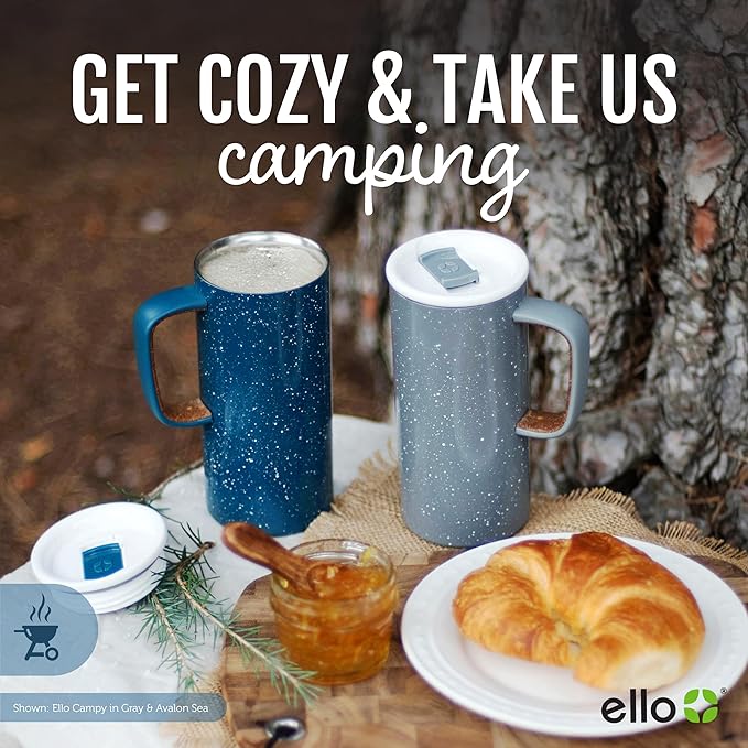 Ello Campy 18oz Stainless Steel Travel Mug with Handle and Leak Proof Lid | Vacuum Insulated Coffee Cup for Hot or Cold Drinks | Reusable, BPA Free | Gift for Coffee Lovers, Navy