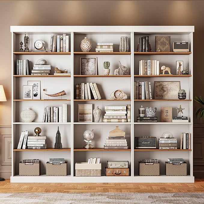 70.8" Tall Farmhouse Kitchen Pantry Cabinet, Modular Storage Cabinet with 6-Tier Adjustable Shelves, White, Wooden Hutch for Living Room, Kitchen, Set of 4