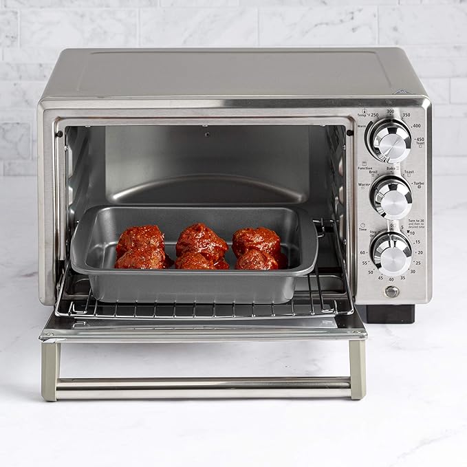 Ecolution Non-Stick Toaster Oven Bakeware Set 4-Piece, Carbon Steel, Easy to Clean and Perfect for Single Servings, Gray