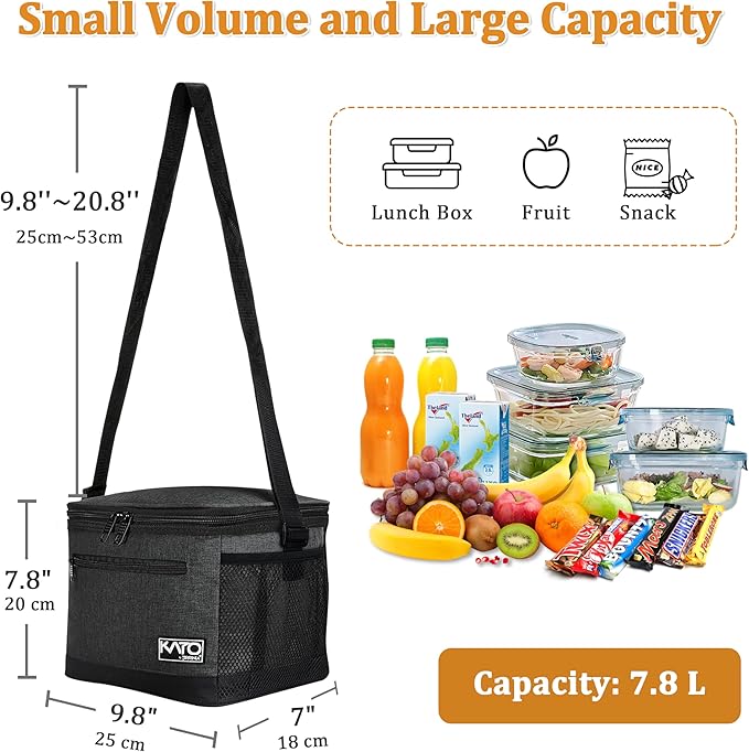 Tirrinia Insulated Lunch Box for Men/Women, Leakproof Lunch Bag for School Work, Large Lunch Tote Kids Boys Girls Student Back to School, Soft Cooler Office Picnic Beach Camping for Adults, Charcoal