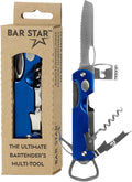 Bartender's All-in-One Bar Tool Set: Corkscrew, Zester, Citrus Knife and Bottle Opener Kit with Magnet for Picnics, Tailgating, BBQs, Camping, Travel, Beach Parties and Bartending, Blue