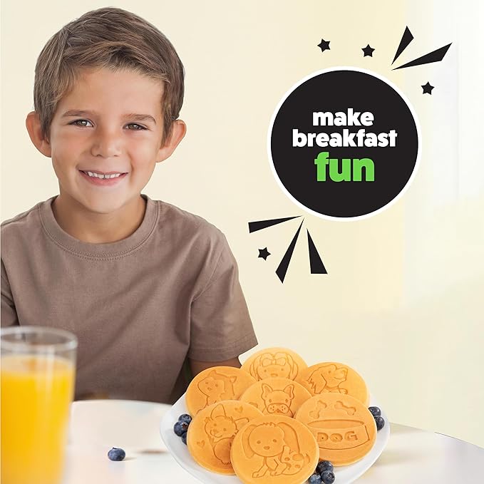 Puppy Friends Mini Pancake Pan- Make 7 Unique Flapjacks- Nonstick Griddle w Long Handle for Breakfast Pup Animal Fun & Easy Cleanup Fun Dog Related Gift for Kids & Adults, Boys Girls, Party Treat