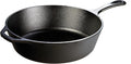 Lodge 5 Quart Pre-Seasoned Cast Iron Deep Skillet - Signature Teardrop Handle & Assist Handle - Use in the Oven, on the Stove or Grill, or Over a Campfire - Black