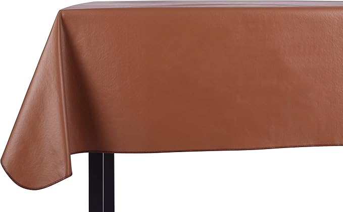 Yourtablecloth Heavy Duty Vinyl Rectangle or Square Tablecloth – 6 Gauge Heavy Duty Tablecloth – Flannel Backed – Wipeable Tablecloth with Vivid Colors & Many Sizes 52 x 52 Terra