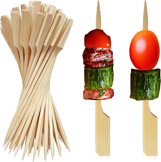 200 PCS 3.5 Inch Flat Toothpicks for Appetizers Mini Skewers for Finger Food Picks, Bamboo Skewer Sticks for Fruit (3.5 Inch)