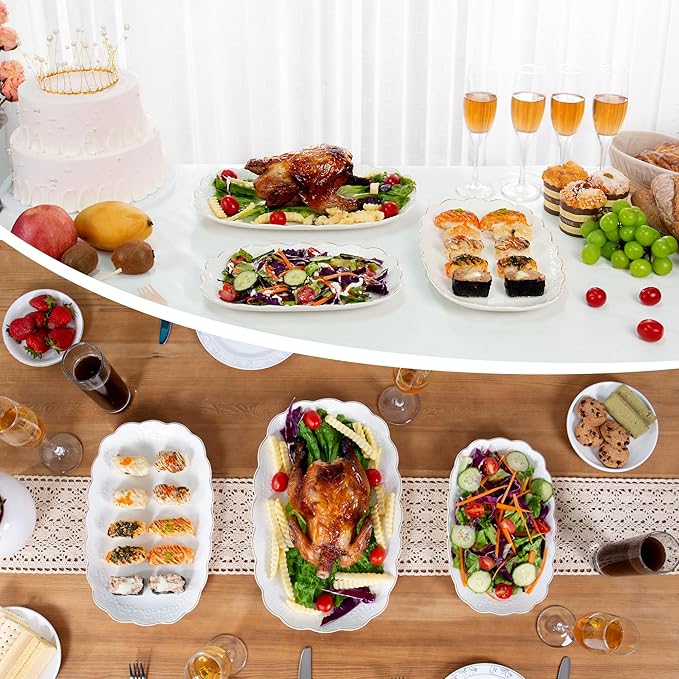 Kassel Ceramic Serving Platter Set | 16”/14”/12” Oval Serving Trays for Entertaining at Parties and Weddings | Oven Safe XL Serving Trays for Tacos, Steak, and Cake