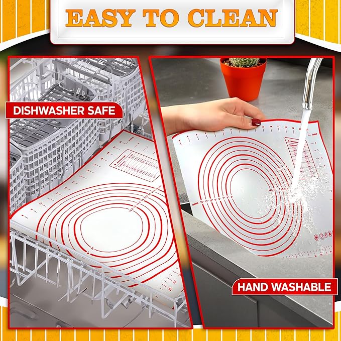 16x24 Inch Pastry Mats for Rolling Dough - Pizza Mats Stain-Proof Large Silicone Baking Mat with Measurements, Non-Stick Baking Rolling Mat - Heat Resistant Kneading Dough Sheet for Bread, Pizza