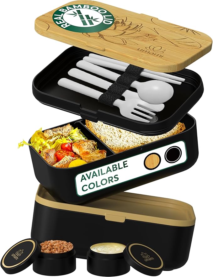 Umami Bento Lunch Box for Men & Women, Black Lotus, 68 oz