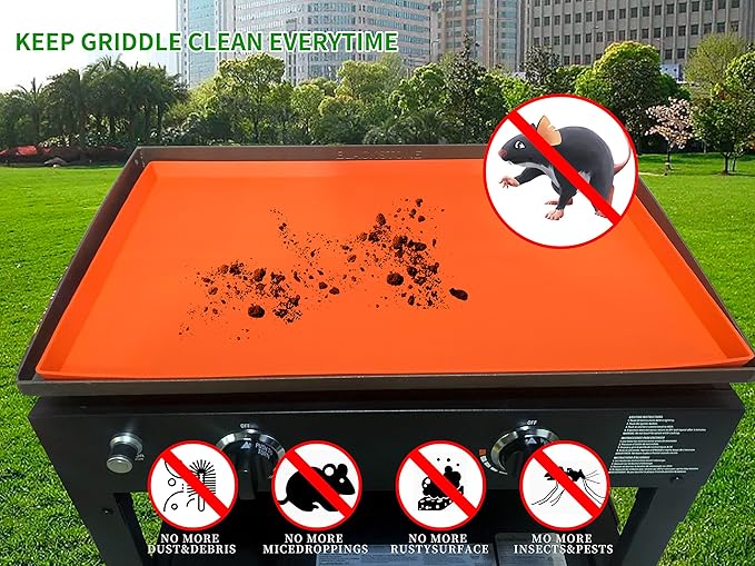 Silicone Griddle Mat, Grill Cover for Blackstone 36 Inch Griddle - Heavy Duty Food Grade Silicone Mat, Thickened 36" Mat Protective Cover Grilling Accessory for Black Stone - Orange