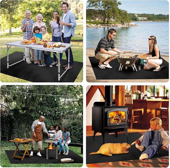 65 x 48 inch Under Grill Mats for Outdoor Grill - Fireproof Grill Mats for Outdoor Grill Deck and Grass Protector - Water Resistant & Oil Proof- Easy to Clean Fire Pit Mat, Fireplace Mat