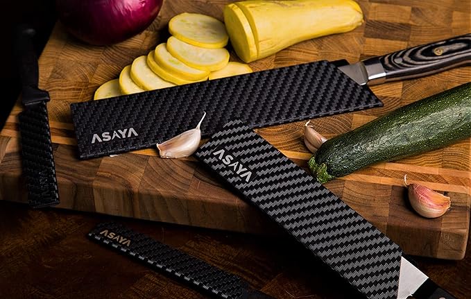Asaya Professional Knife Edge Guards -Universal Blade Covers - Extra Strength, ABS Plastic and BPA-Free Felt Lining, non-Toxic and Food Safe - Knives Not Included (6Pcs)