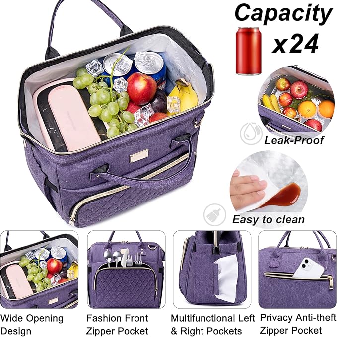 Artelaris Insulated Lunch Bag for Women Men, Large Reusable Lunch Box, Adult Leakproof Cooler Tote Bags Adjustable Strap for Work Picnic（16 Liters）