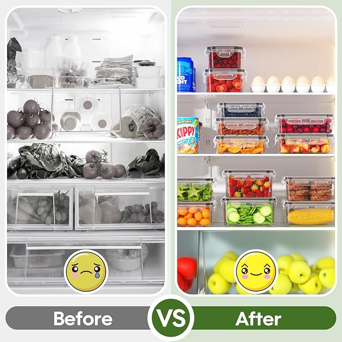 54-Piece Food Storage Containers with Lids(27 Containers & 27 Lids), Plastic Food Containers for Pantry & Kitchen Storage and Organization, BPA-Free, Leak Proof, Reusable with Labels & Pen