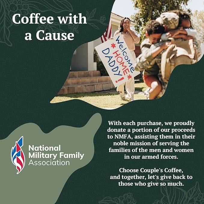 Couple’s Coffee Organic Ground Coffee | Fair Trade Organic Guatemalan Medium-Dark Roast | Gives Back to Military Families | Love at First Sip | Made with 100% Arabica Beans | 12oz
