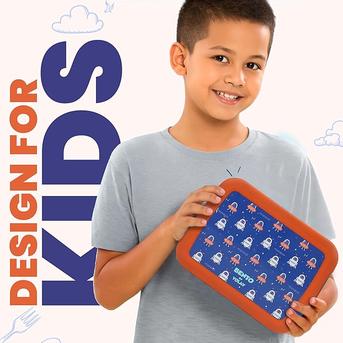YOLAY Bento Box for Kids Lunch Box Leak-Proof, 5-Compartment Lunch Box Kids for Ages 3-10, Durable with Anti-Slip Base, Suitable for Schools, Outdoor and Travel (Robo)