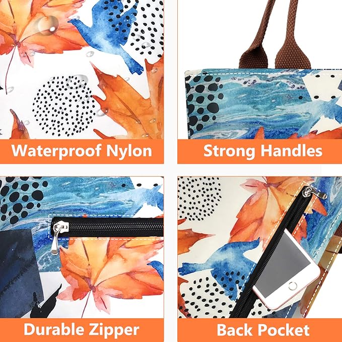 Gloppie Insulated Lunch Tote for Women | 9L Leakproof Cooler Bag with Maple Leaf Design | Thermal Work Lunch Bag for Office, Picnic & Gym