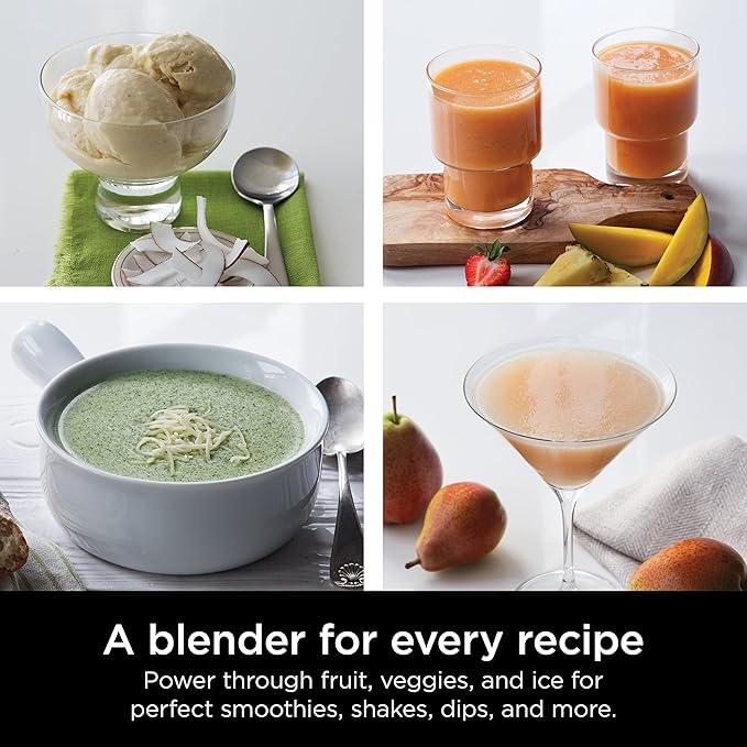 Ninja Professional Blender 1000W, Total Crushing Technology- Smoothies, Ice Crushing & Frozen Fruit, Full-Size Countertop Blender, 72-oz. Pitcher, Black & Grey, BL610