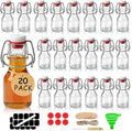Ruckae 20 Pack 2oz Swing Top Glass Bottles,Flip Top Glass Bottle with Lids Sealable Kombucha Bottle for Brew Beer Syrup Vanilla Extract Air Tight Bottles for Gift (2 oz 20 pack)