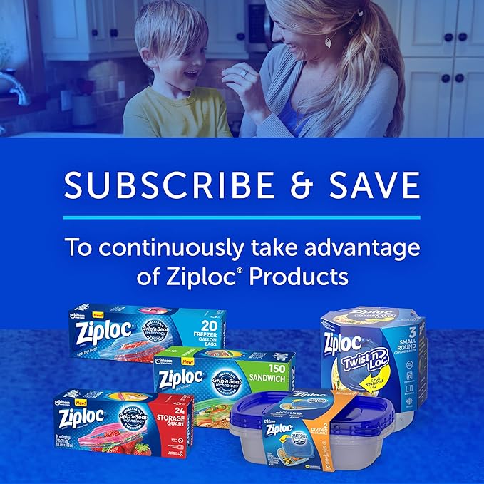 Ziploc Food Storage Meal Prep Containers Reusable for Kitchen Organization, Smart Snap Technology, Dishwasher Safe, Divided Rectangle, 2 Count
