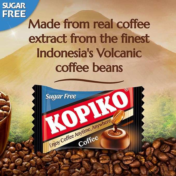 Kopiko Sugar Free Coffee Candy – Bold-Tasty Hard Candy from Indonesia with Real Coffee Extract – A Satisfying Boost for On-the-Go Energy (2-Pack 4.23oz Each)
