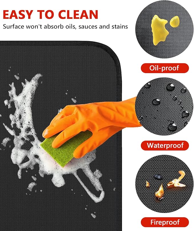 75 x 40 inch Under Grill Mats for Outdoor Grill, Double-Sided Fireproof Deck and Patio Protector Mat, Waterproof Oil-Proof BBQ Floor Pad Indoor Fire Pit Fireplace Mat