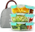 DAS TRUST 3 Pack Food Storage Containers 2 Compartments Glass Meal Prep Containers with Lids for Adult Food Prep Container with Dividers Reusable Lunch Bento Box