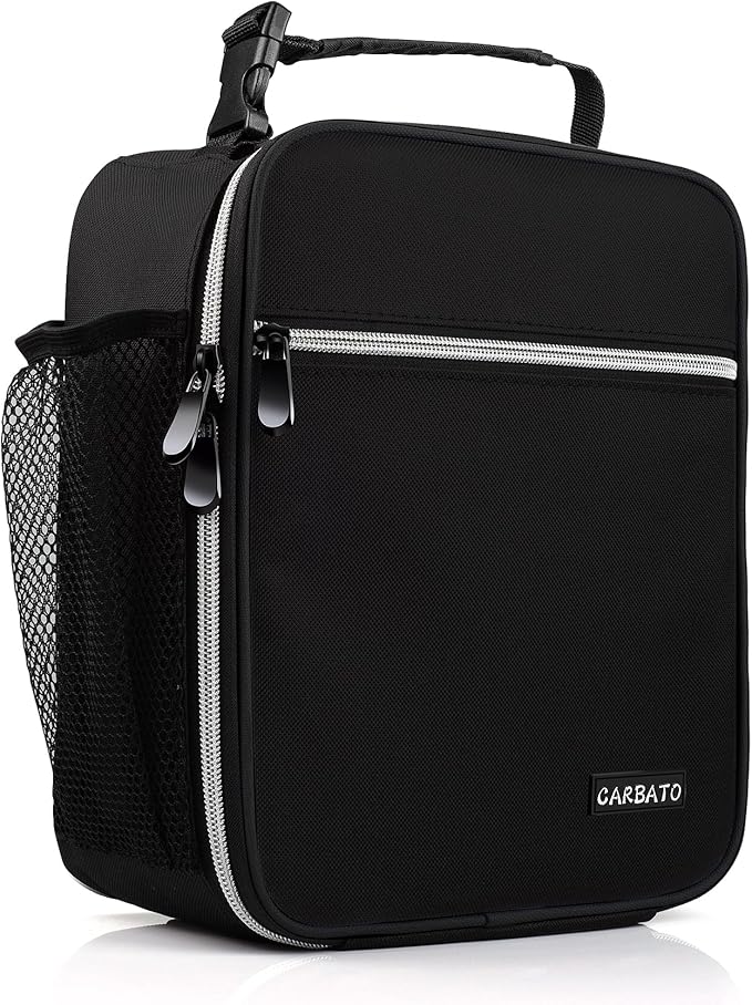 Lunch Bag, Durable Insulated Lunch Box Reusable Adults Tote Bag Lunch Bag Durable Reusable for Adults (Black-White)