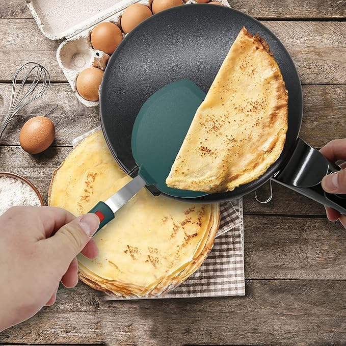 Silicone Spatula Set of 2 for Nonstick Cookware,Tenta Tenta Kitchen Slotted Angle Round Pancake Spatulas 600°F Heat Resistant Classic Rubber Spatula Set For Cooking-Dark Blue