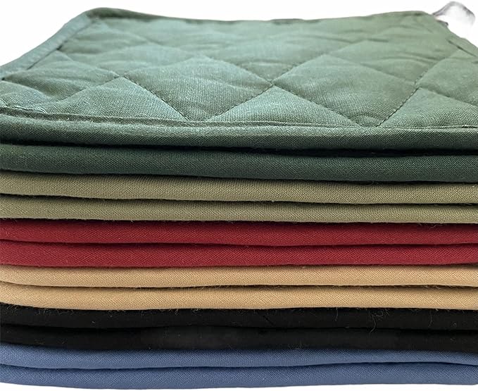 12 Pack Square Pot Holders 100% Cotton Heat Resistant Hotpads for Cooking Kitchen Potholder Set Trivet for Cooking Baking Camping House with Hanging Loops, Size: 8x8inch, Machine Washable