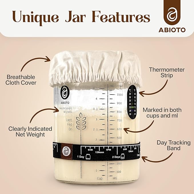 Sourdough Bread Baking Supplies and Starter Kit - Ultimate Bread Making and Sourdough Starter Kit with Proofing Baskets, Sourdough Jar, Bread Lame, Scrapers, and Danish Whisk