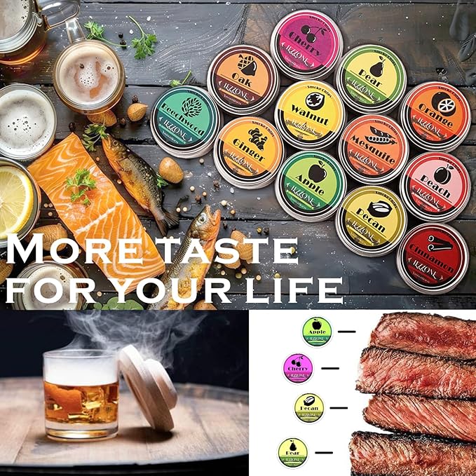 Smoking Wood Chips for Cocktail Smoker Whiskey Smoker 8 Flavors Natural Wood Chips Husband Father's Gift Smoke Gun Cocktails Drinks Food (8 Pack)
