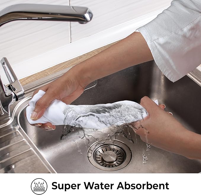 Urban Villa Kitchen Towels 100% Cotton White Color Dish Towels for Kitchen Size 20x30 inches(Set of 3) Highly Absorbent Mutiuse Dish Cloths with Hanging Loop Quick Drying Soft Hand &TeaTowels