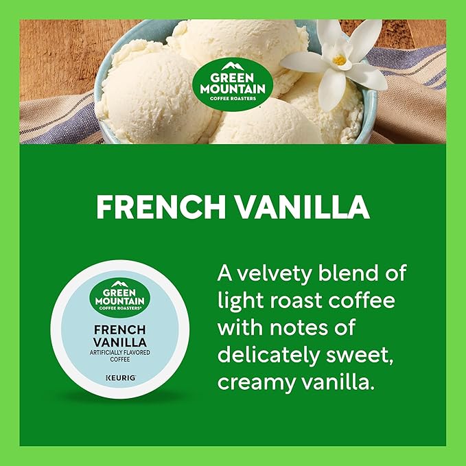 Green Mountain Coffee Roasters French Vanilla Coffee, Keurig Single-Serve K-Cup Pods, Light Roast, 48 Count