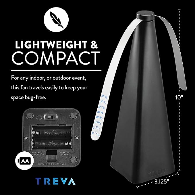 Treva Bug Fan Fly Deterrent with Holographic Blades to Clear Bugs, Mosquitoes, and Flies, Battery Powered Fly Fan 4 Pack