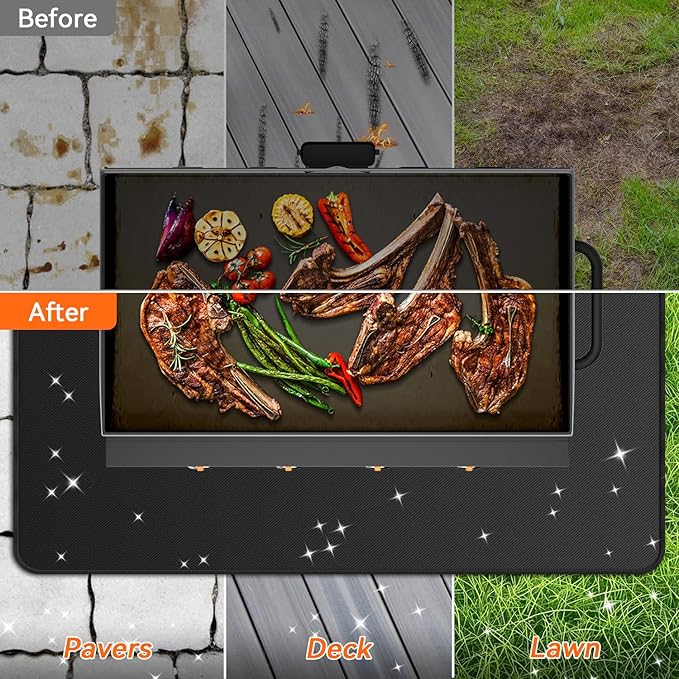 79x39 inches Large Under Grill Mats for Blackstone, Double-Sided Fireproof Outdoor Grill Protective Mat, Oilproof Waterproof BBQ Fire Pit Fireplace Mat