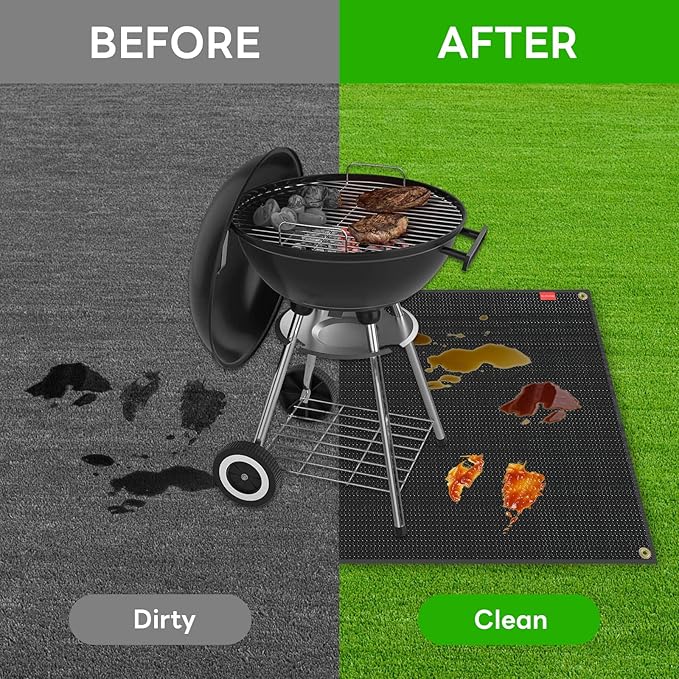 Large 48 x 40 inches Under Grill Mats for Outdoor Grill, Double-Sided Fireproof Grill Pad Mat, Fireproof, Waterproof and Oil Proof Quality BBQ Mat for Deck Patio Lawn