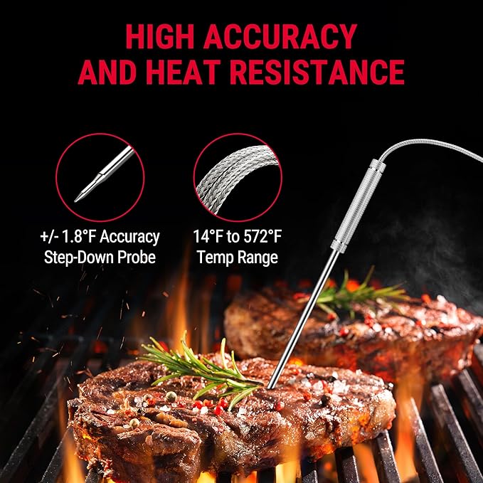 ThermoPro TP20 500FT Wireless Meat Thermometer with Dual Meat Probe, Digital Cooking Food Meat Thermometer Wireless for Smoker BBQ Grill Thermometer Beef Steak Fish Turkey Thermometer