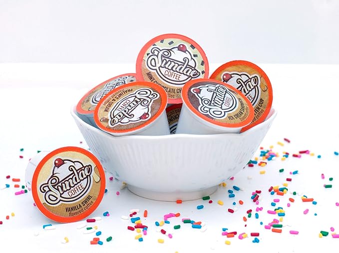 Sundae Ice Cream Flavored Coffee Pods, Compatible with 2.0 Keurig K-Cup Brewer, 48 Count (Mocha Chip)