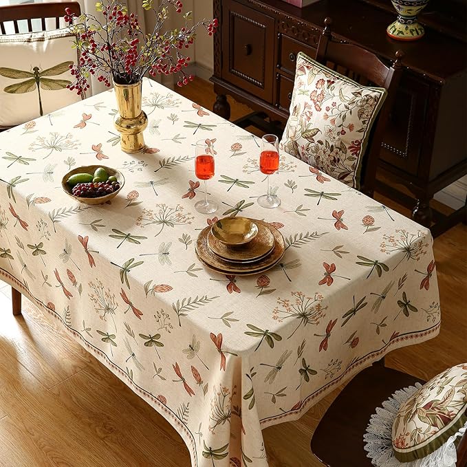 ISAENNE Designer Floral Linen Small Square Tablecloth,French Off White Elegant Table Cloth,Washable Home Decor Tablecloths for Dining Thanksgiving Kitchen Christmas Party,55"*55"-Grace B