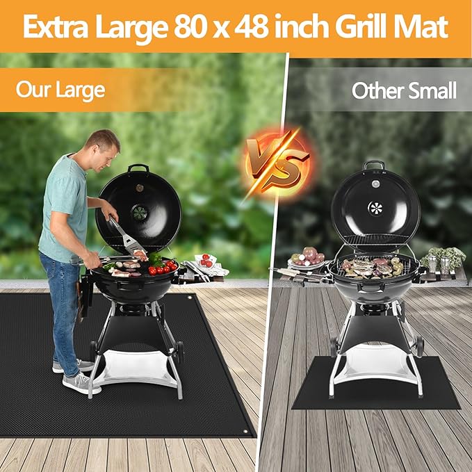 TOHONFOO 80 x 48 in Large Grill Mats for Outdoor Grill - BBQ Grill Mats to Protect The Deck, Patio, Pavers - Easy to Clean Grilling Mats - 0.6mm
