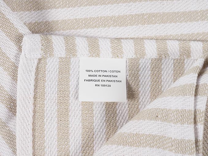 KAF Home Premium Kitchen Towels (18" x 28"), Large 100% Cotton, Flat & Terry Absorbent Dish Towel Set (Beige, 18 x 28-6 Pack)