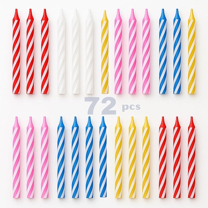 by Tugba Aydan - Birthday Candle - 72 Count Mix Color Birthday Candles for Cake, Cake Candle for Birthday, Party Small Candles