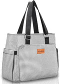 Large Women Lunch Bags/Insulated Adult Lunch Box/Leakproof Cooler Lunch Tote Bag with Storage Pocket. Reusable Lunch Purse for Work Picnic Hiking 12L, Stripe