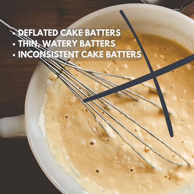 CLOUDWHISK™ 14-Inch Professional Balloon Large Stainless Steel Metal Cake Whisk. Specially designed for Folding and Blending Cake Batters to Achieve Fluffier Cakes