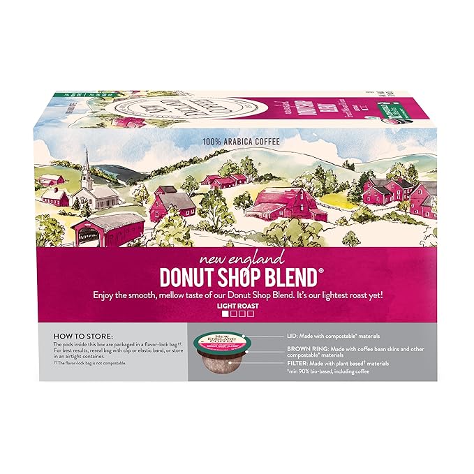 New England Coffee New England Donut Shop Blend Light Roast K-Cup Pods 12 ct. Box (Pack of 6)